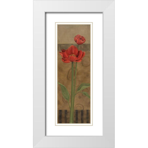 Geometric Poppy I White Modern Wood Framed Art Print with Double Matting by Robinson, Carol