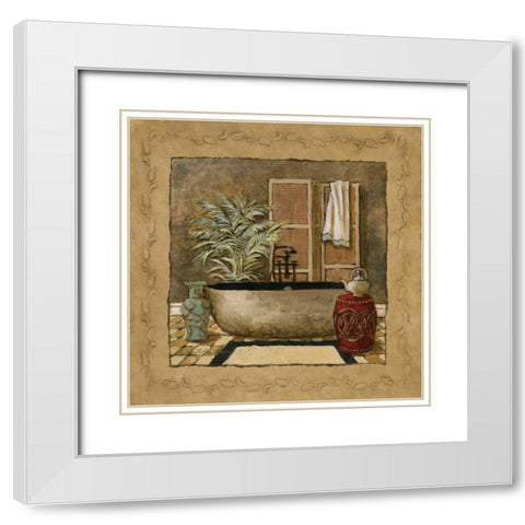 Asian Warmth I White Modern Wood Framed Art Print with Double Matting by Olson, Charlene