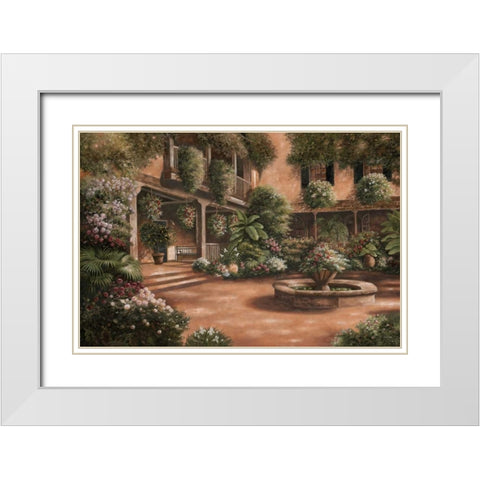 French Quarter Courtyard II White Modern Wood Framed Art Print with Double Matting by Brown, Betsy