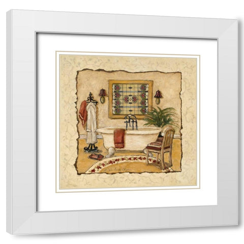 Art Deco Bath II White Modern Wood Framed Art Print with Double Matting by Olson, Charlene