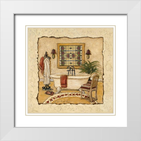 Art Deco Bath II White Modern Wood Framed Art Print with Double Matting by Olson, Charlene