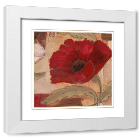 Amapola Roja IV White Modern Wood Framed Art Print with Double Matting by Luer, Pamela
