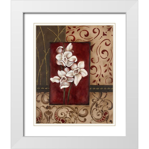 Stylized Orchid I White Modern Wood Framed Art Print with Double Matting by Robinson, Carol
