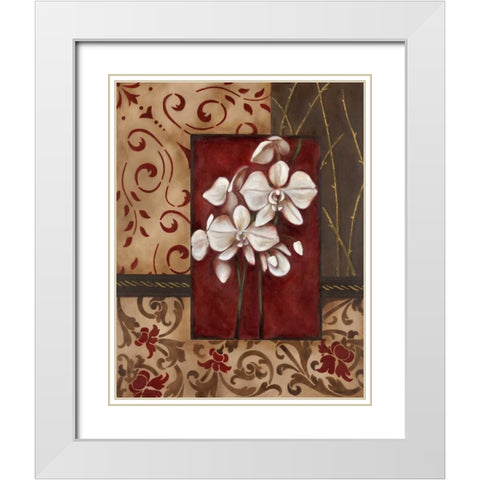 Stylized Orchid II White Modern Wood Framed Art Print with Double Matting by Robinson, Carol