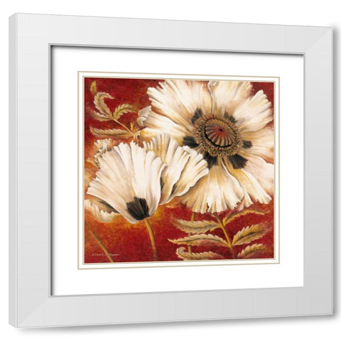 White Poppy White Modern Wood Framed Art Print with Double Matting by Henson, Richard