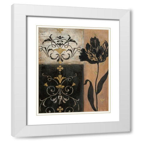 Tulip Silhouette White Modern Wood Framed Art Print with Double Matting by Tava Studios