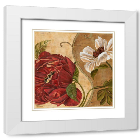 Floral Aura II White Modern Wood Framed Art Print with Double Matting by Donovan, Maria
