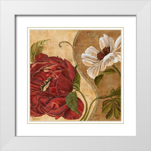 Floral Aura II White Modern Wood Framed Art Print with Double Matting by Donovan, Maria