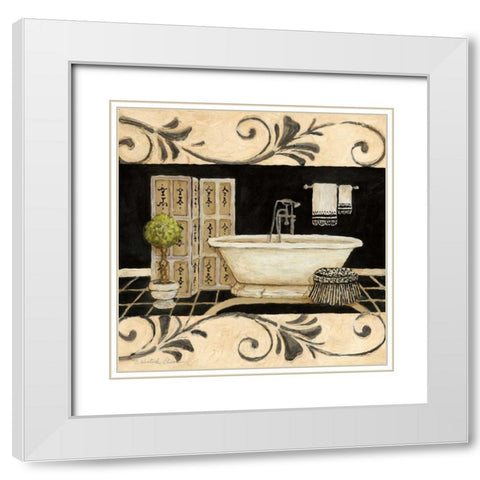 Ebony and Ivory Bath I White Modern Wood Framed Art Print with Double Matting by Olson, Charlene
