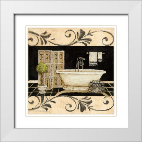 Ebony and Ivory Bath I White Modern Wood Framed Art Print with Double Matting by Olson, Charlene