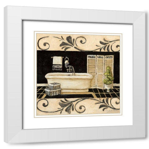 Ebony and Ivory Bath II White Modern Wood Framed Art Print with Double Matting by Olson, Charlene