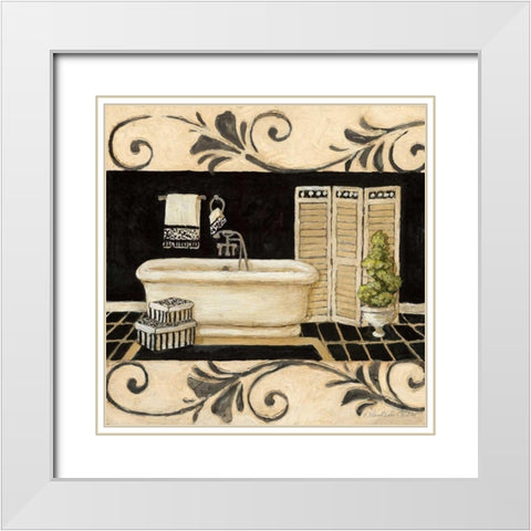 Ebony and Ivory Bath II White Modern Wood Framed Art Print with Double Matting by Olson, Charlene