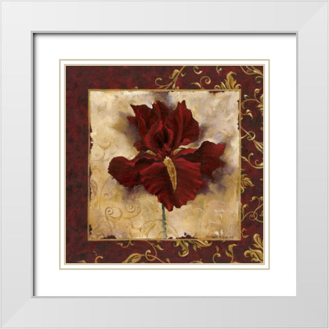 Iris White Modern Wood Framed Art Print with Double Matting by Henson, Richard