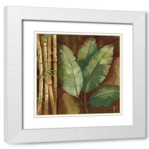 Bamboo and Palms I White Modern Wood Framed Art Print with Double Matting by Luer, Pamela
