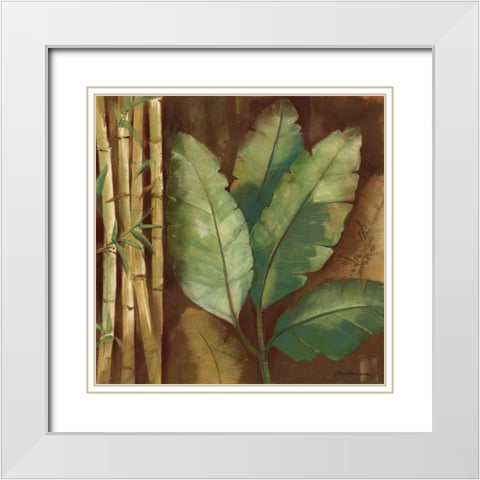 Bamboo and Palms I White Modern Wood Framed Art Print with Double Matting by Luer, Pamela