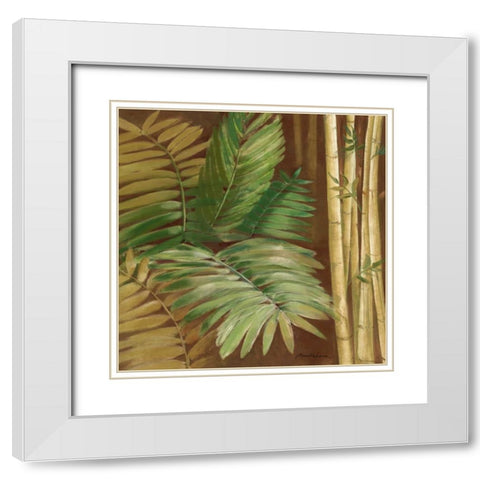 Bamboo and Palms II White Modern Wood Framed Art Print with Double Matting by Luer, Pamela