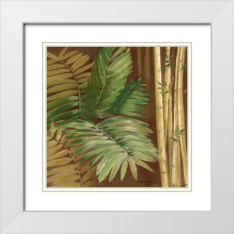 Bamboo and Palms II White Modern Wood Framed Art Print with Double Matting by Luer, Pamela
