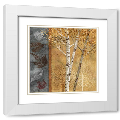Birch Trees in Autumn I White Modern Wood Framed Art Print with Double Matting by Knutsen, Conrad