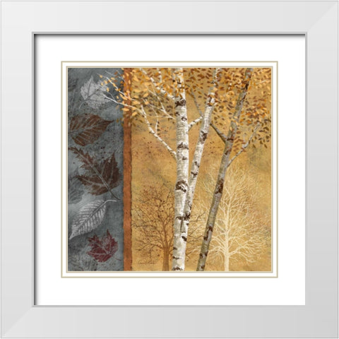 Birch Trees in Autumn I White Modern Wood Framed Art Print with Double Matting by Knutsen, Conrad