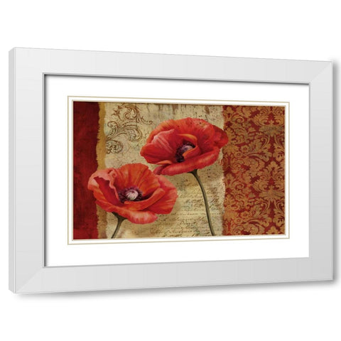 Poppy Flourish White Modern Wood Framed Art Print with Double Matting by Knutsen, Conrad