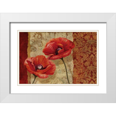 Poppy Flourish White Modern Wood Framed Art Print with Double Matting by Knutsen, Conrad