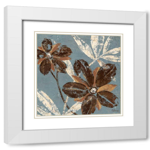 Flowers on Denim III White Modern Wood Framed Art Print with Double Matting by Donovan, Maria