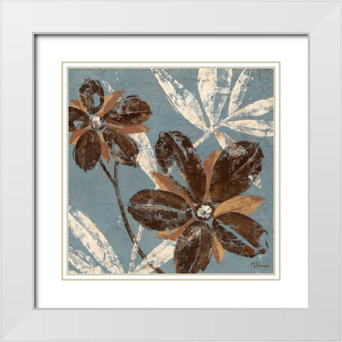 Flowers on Denim III White Modern Wood Framed Art Print with Double Matting by Donovan, Maria