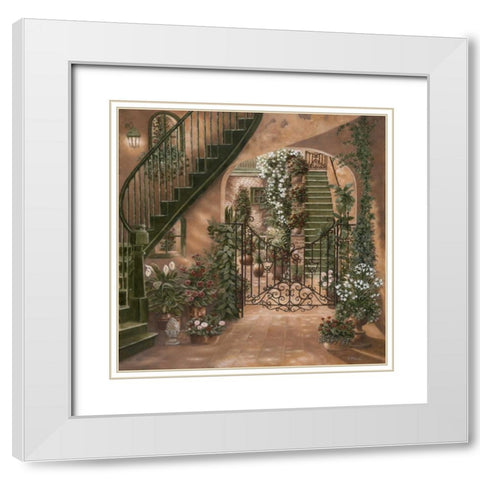 Nolas Courtyard I White Modern Wood Framed Art Print with Double Matting by Brown, Betsy