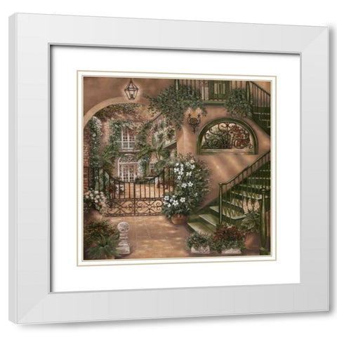 Nolas Courtyard II White Modern Wood Framed Art Print with Double Matting by Brown, Betsy