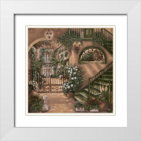 Nolas Courtyard II White Modern Wood Framed Art Print with Double Matting by Brown, Betsy