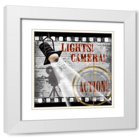 Lights-Camera White Modern Wood Framed Art Print with Double Matting by Knutsen, Conrad