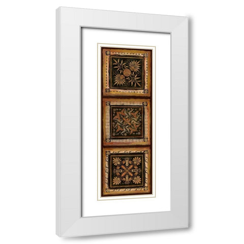 Folk Art Panel I White Modern Wood Framed Art Print with Double Matting by Tava Studios