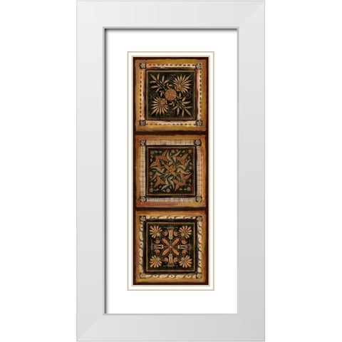 Folk Art Panel I White Modern Wood Framed Art Print with Double Matting by Tava Studios