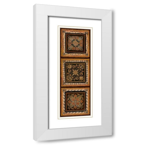 Folk Art Panel II White Modern Wood Framed Art Print with Double Matting by Tava Studios