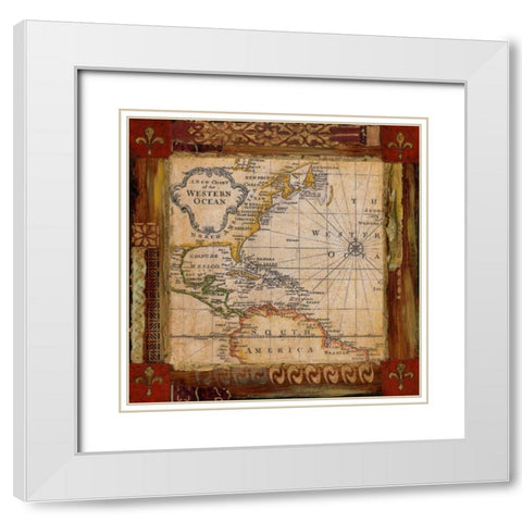 Corners of the Earth White Modern Wood Framed Art Print with Double Matting by Tava Studios