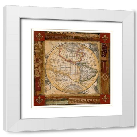Corners of the Earth White Modern Wood Framed Art Print with Double Matting by Tava Studios