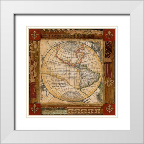 Corners of the Earth White Modern Wood Framed Art Print with Double Matting by Tava Studios