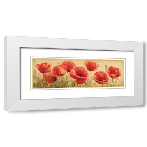 Poppies Grace I White Modern Wood Framed Art Print with Double Matting by Levashov, Igor