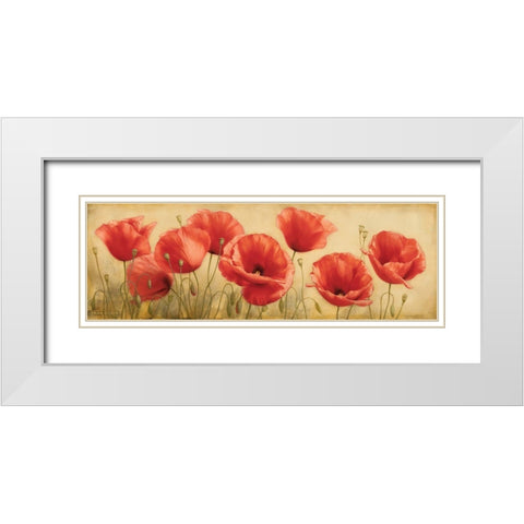 Poppies Grace I White Modern Wood Framed Art Print with Double Matting by Levashov, Igor