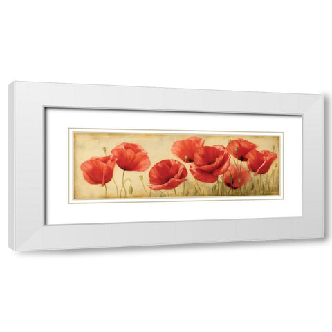 Poppies Grace II White Modern Wood Framed Art Print with Double Matting by Levashov, Igor