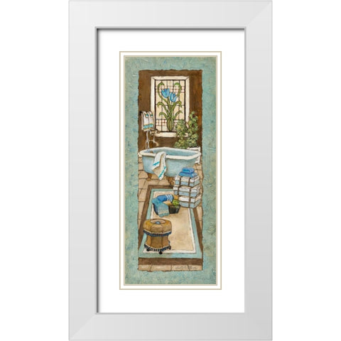 Bain de Blue I White Modern Wood Framed Art Print with Double Matting by Olson, Charlene