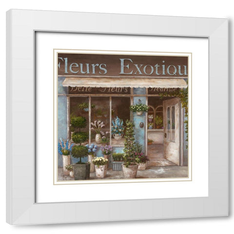 Fleurs Exotique White Modern Wood Framed Art Print with Double Matting by Nan