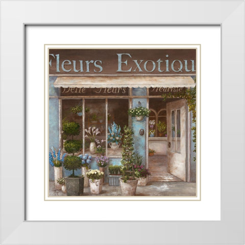 Fleurs Exotique White Modern Wood Framed Art Print with Double Matting by Nan