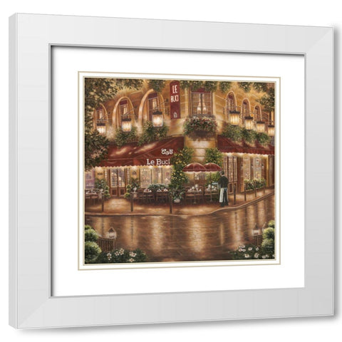 Cafe le Buci White Modern Wood Framed Art Print with Double Matting by Brown, Betsy