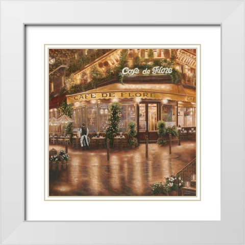 Cafe de Flore White Modern Wood Framed Art Print with Double Matting by Brown, Betsy