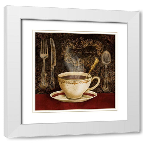 Cafe du Marche White Modern Wood Framed Art Print with Double Matting by Knutsen, Conrad
