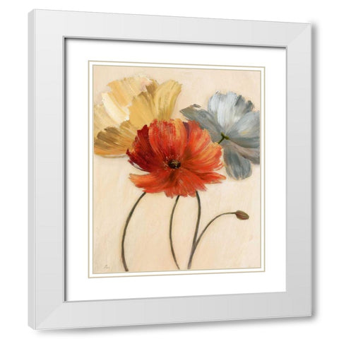 Poppy Palette I White Modern Wood Framed Art Print with Double Matting by Nan