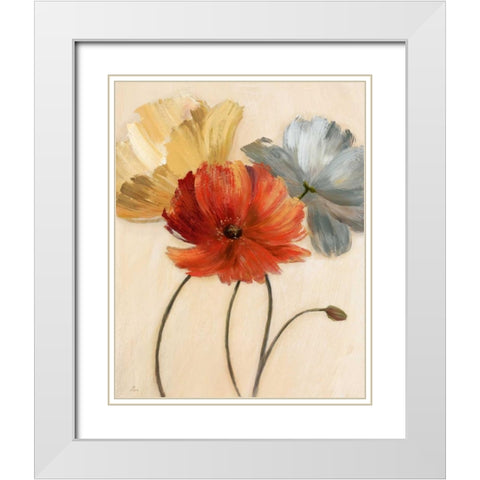 Poppy Palette I White Modern Wood Framed Art Print with Double Matting by Nan