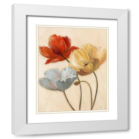 Poppy Palette II White Modern Wood Framed Art Print with Double Matting by Nan