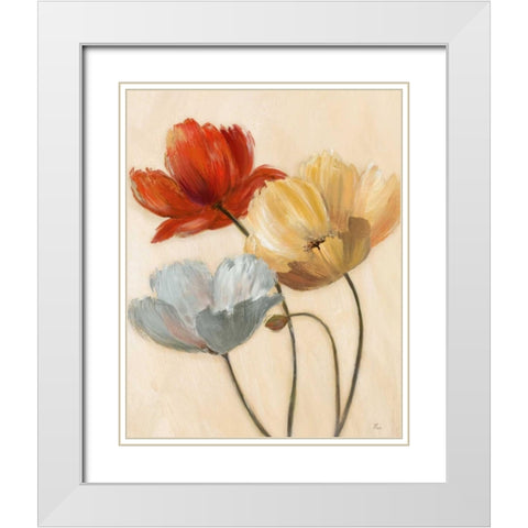 Poppy Palette II White Modern Wood Framed Art Print with Double Matting by Nan